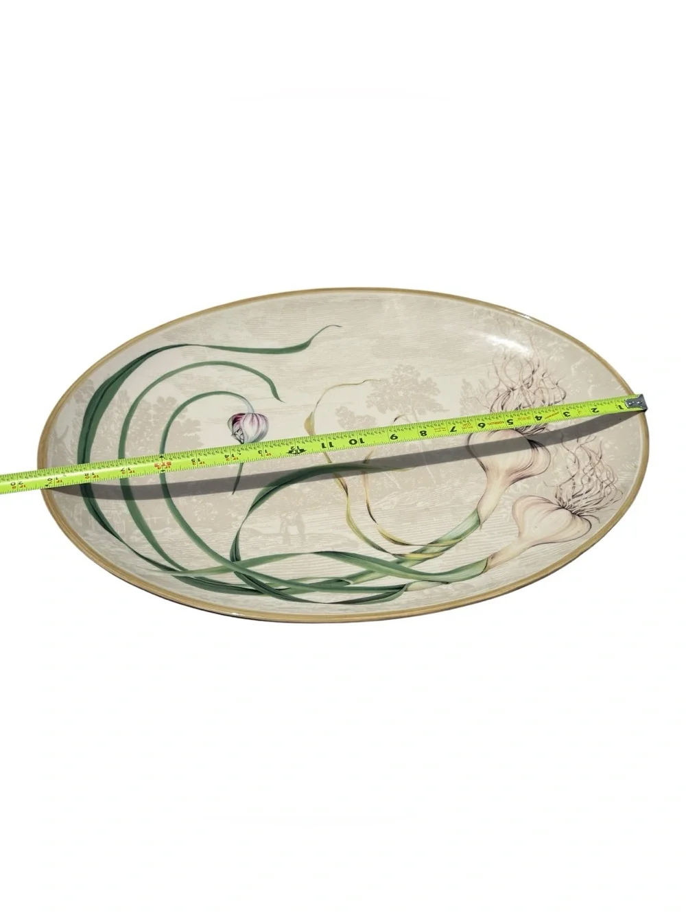 Williams Sonoma Garlic Serving Platter Portugal Oval Ceramic Farmhouse Kitchen